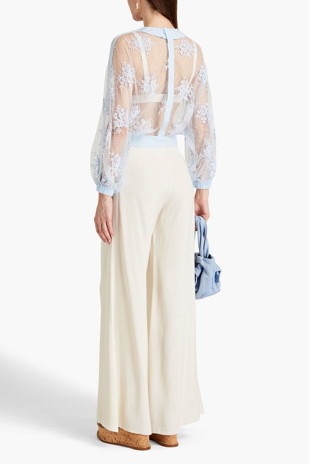 CHARO RUIZ IBIZA Cropped tie-front lace shirt
