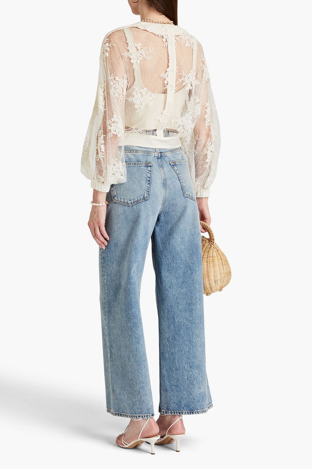 CHARO RUIZ IBIZA Cropped tie-front lace shirt