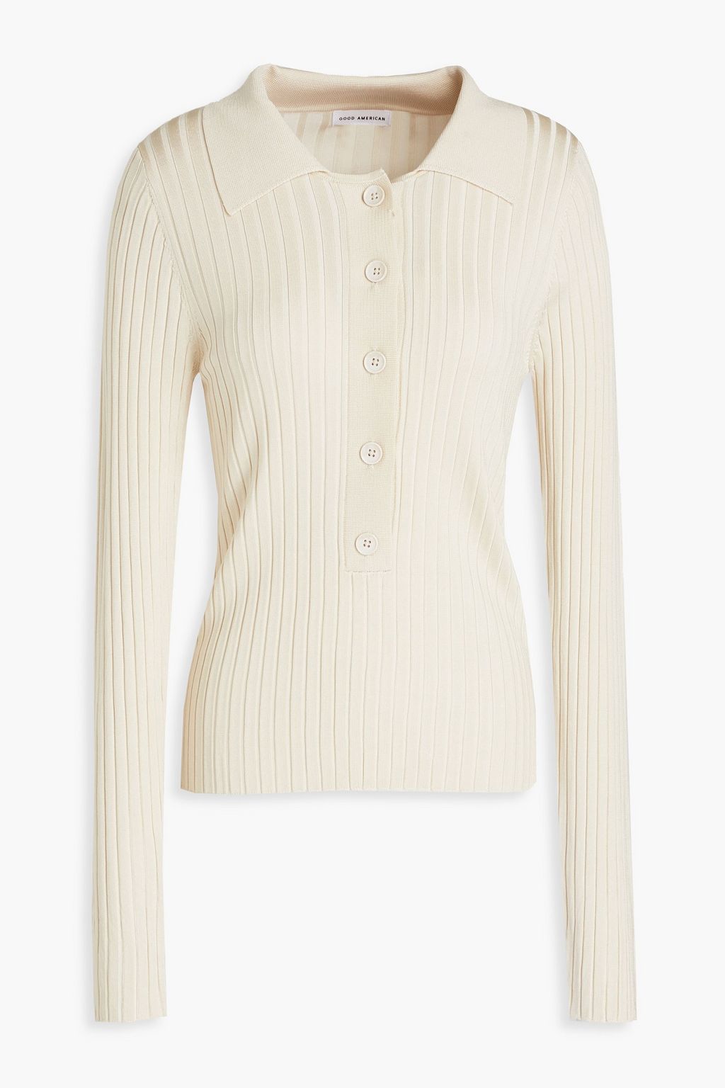 GOOD AMERICAN Ribbed-knit polo sweater | THE OUTNET