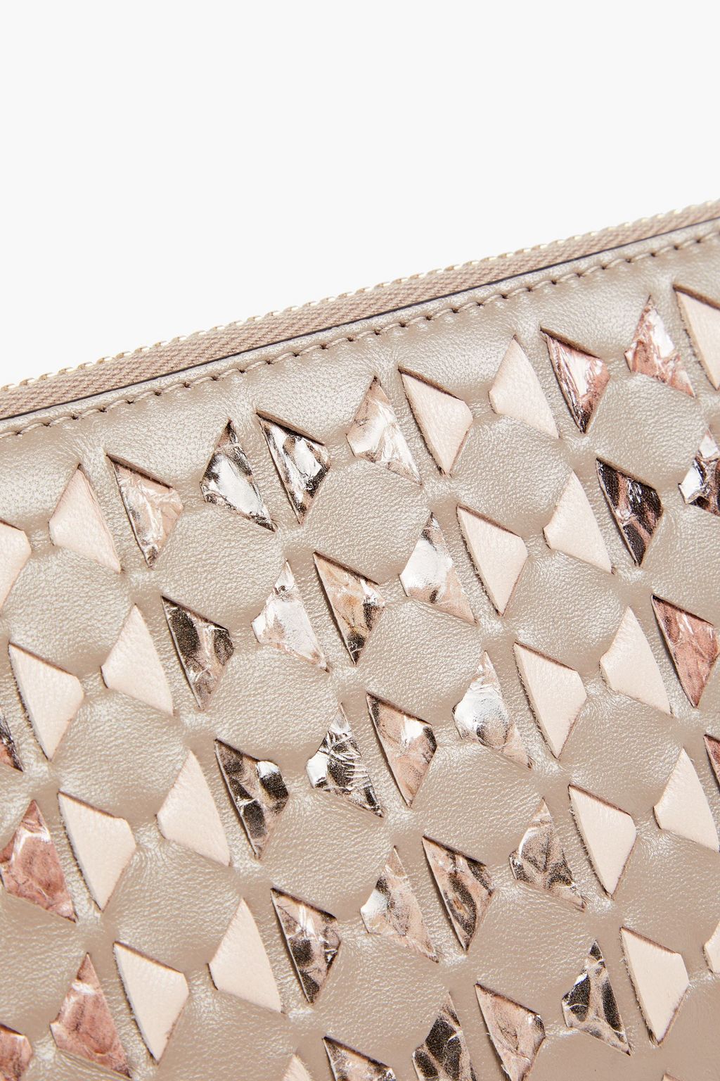 SERAPIAN Mosiaco woven leather and snakeskin wallet