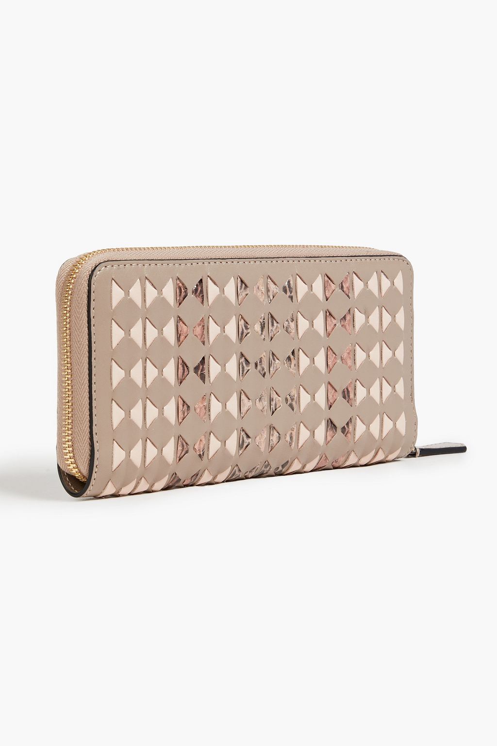 SERAPIAN Mosiaco woven leather and snakeskin wallet