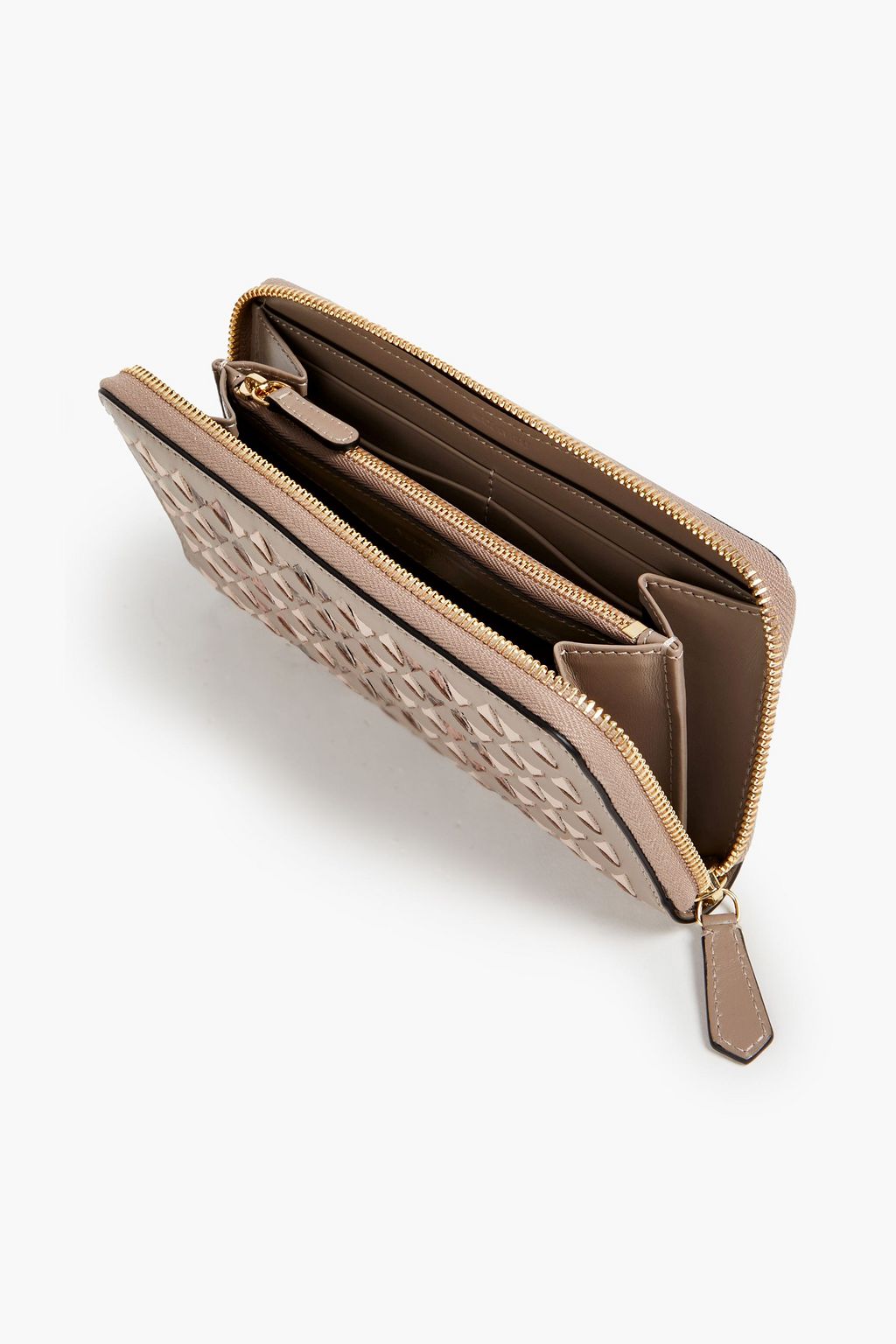SERAPIAN Mosiaco woven leather and snakeskin wallet