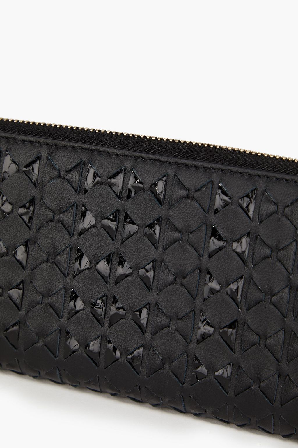 SERAPIAN Mosiaco woven leather and snakeskin wallet