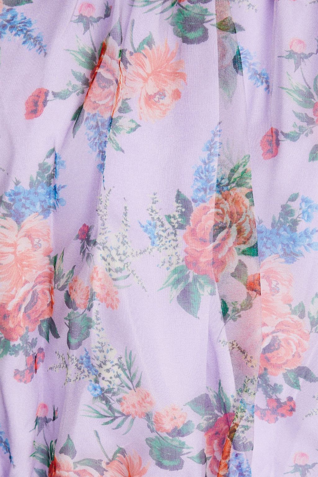 ALICE + OLIVIA Caprina off-the-shoulder smocked floral-print silk-organza top