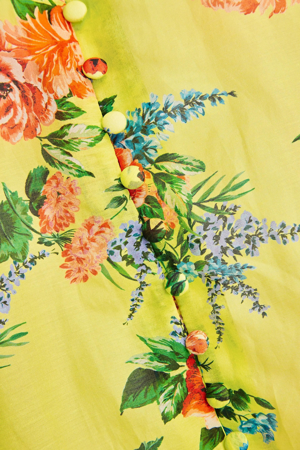 Alice And Olivia Serena Smocked Floral-print Cotton And Silk-blend Blouse In Bright Yellow