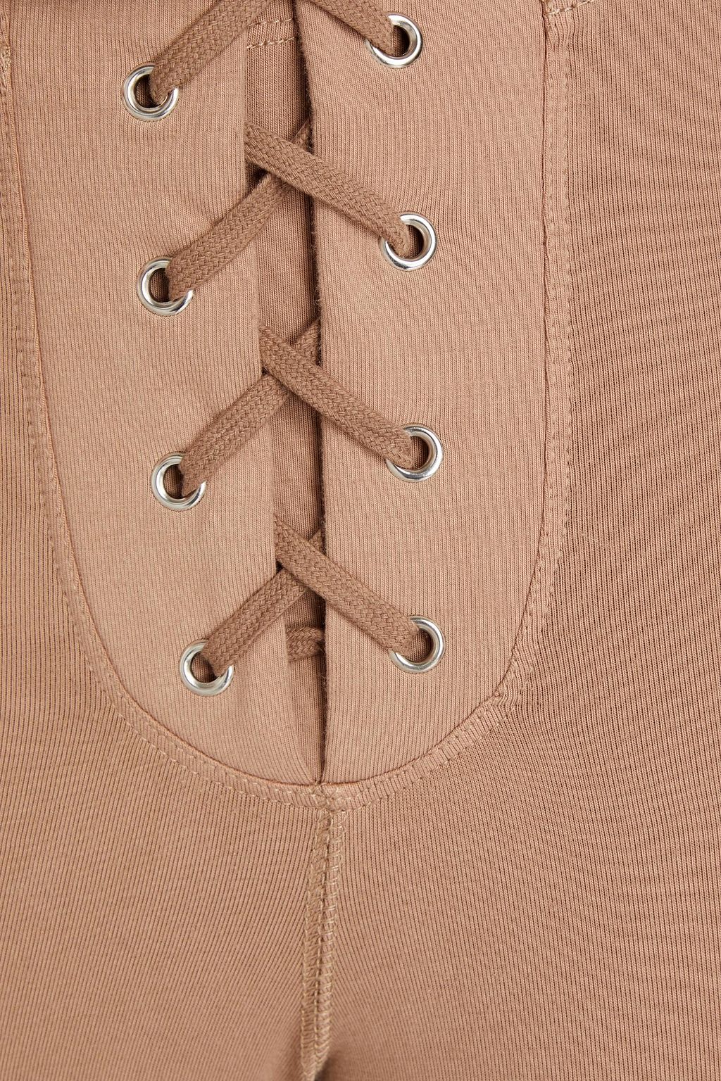 GOOD AMERICAN Cropped lace-up stretch-cotton jersey leggings