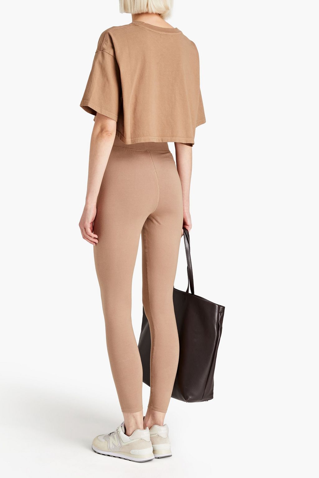 GOOD AMERICAN Cropped lace-up stretch-cotton jersey leggings
