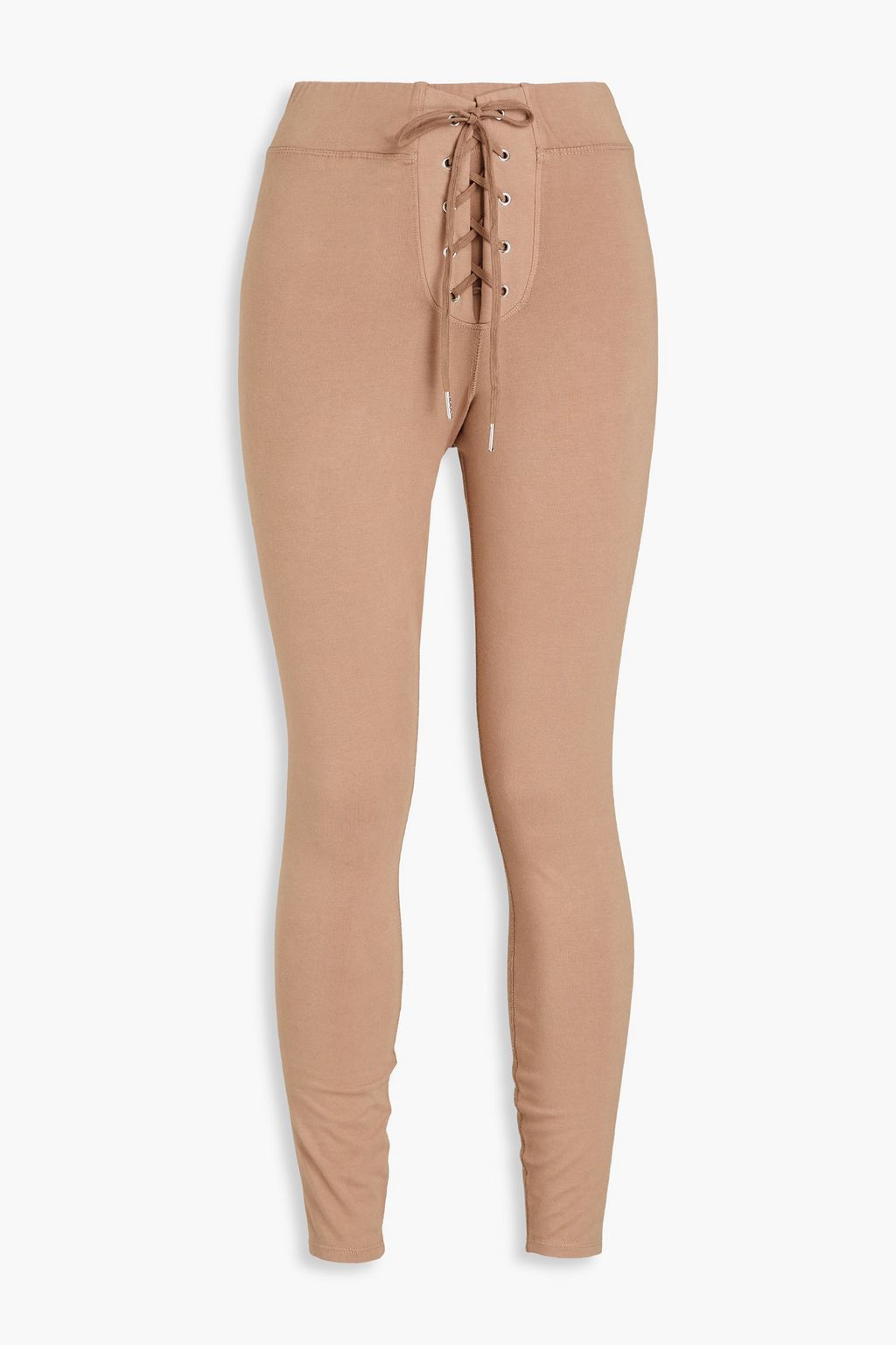 Cropped lace-up stretch-cotton jersey leggings