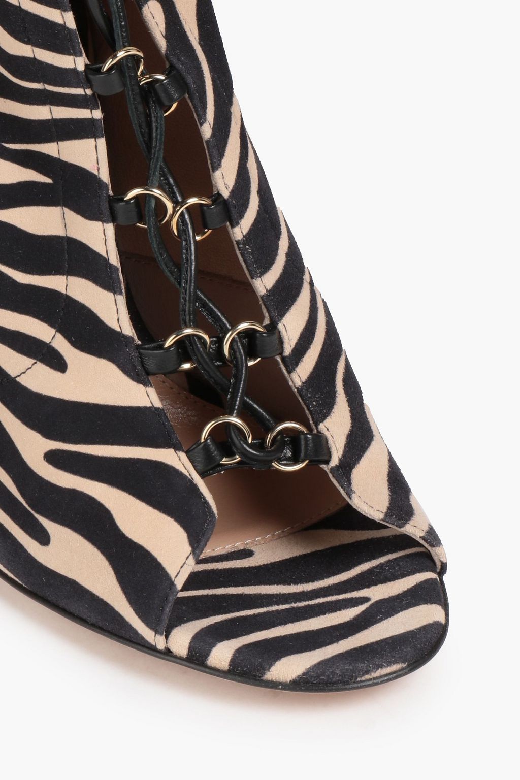 GIANVITO ROSSI Lace-up zebra-print suede ankle boots