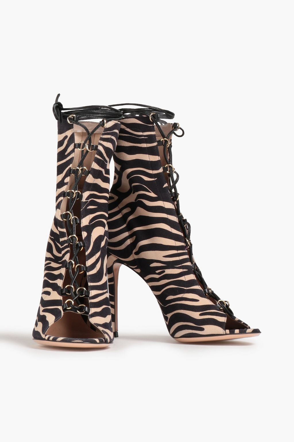 GIANVITO ROSSI Lace-up zebra-print suede ankle boots
