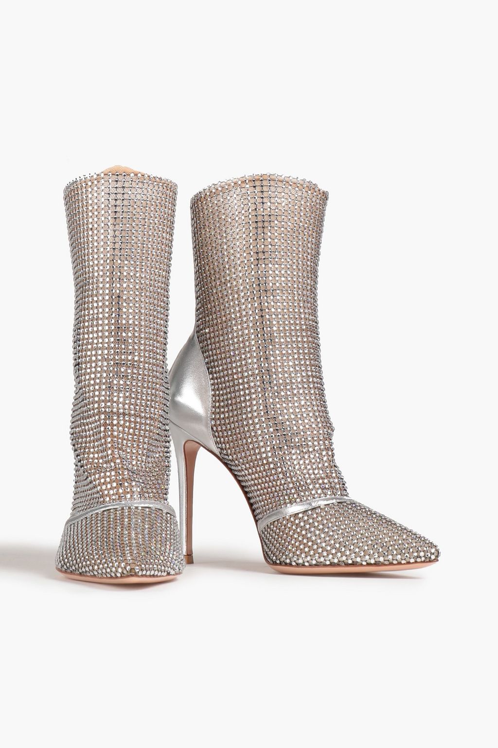GIANVITO ROSSI Adore metallic leather and stretch-mesh ankle boots