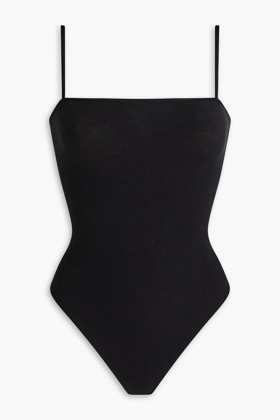Good American Ribbed Cotton-blend Jersey Bodysuit In Black