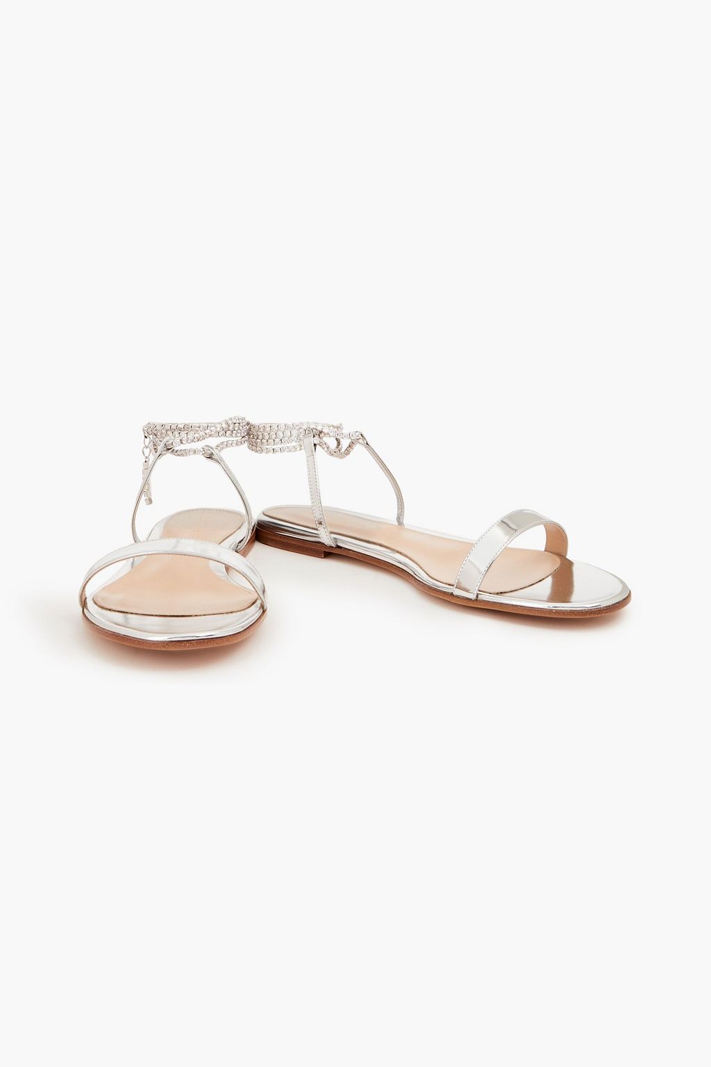 GIANVITO ROSSI Embellished mirrored-leather sandals