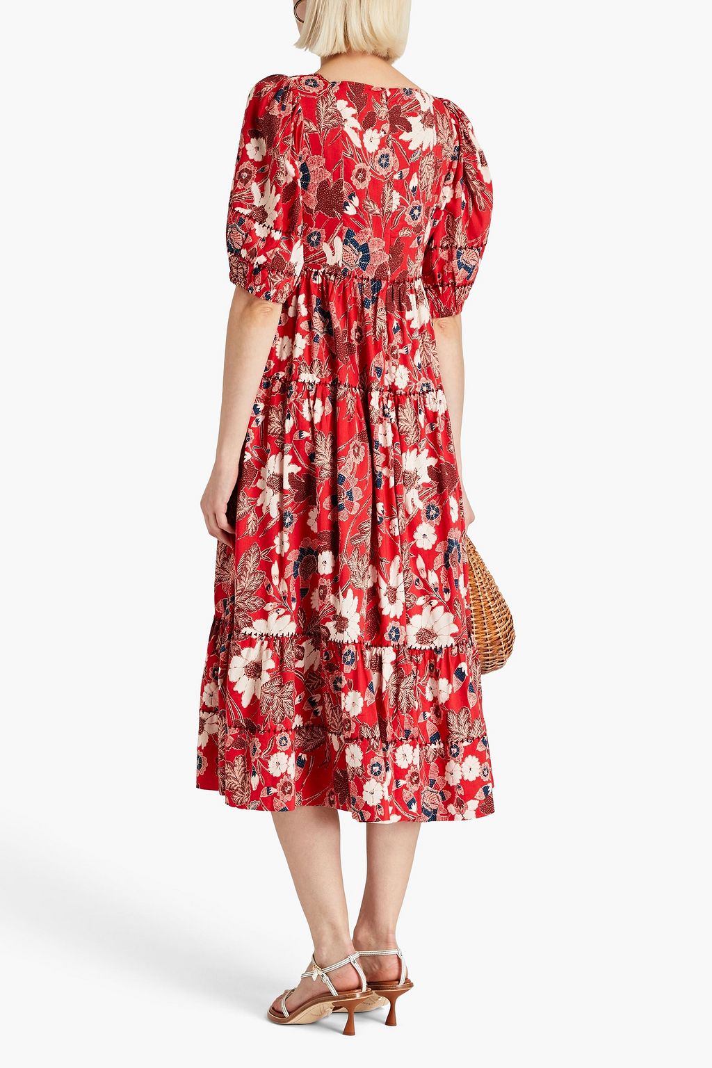 ULLA JOHNSON Nora gathered floral-print cotton-blend midi dress | THE ...