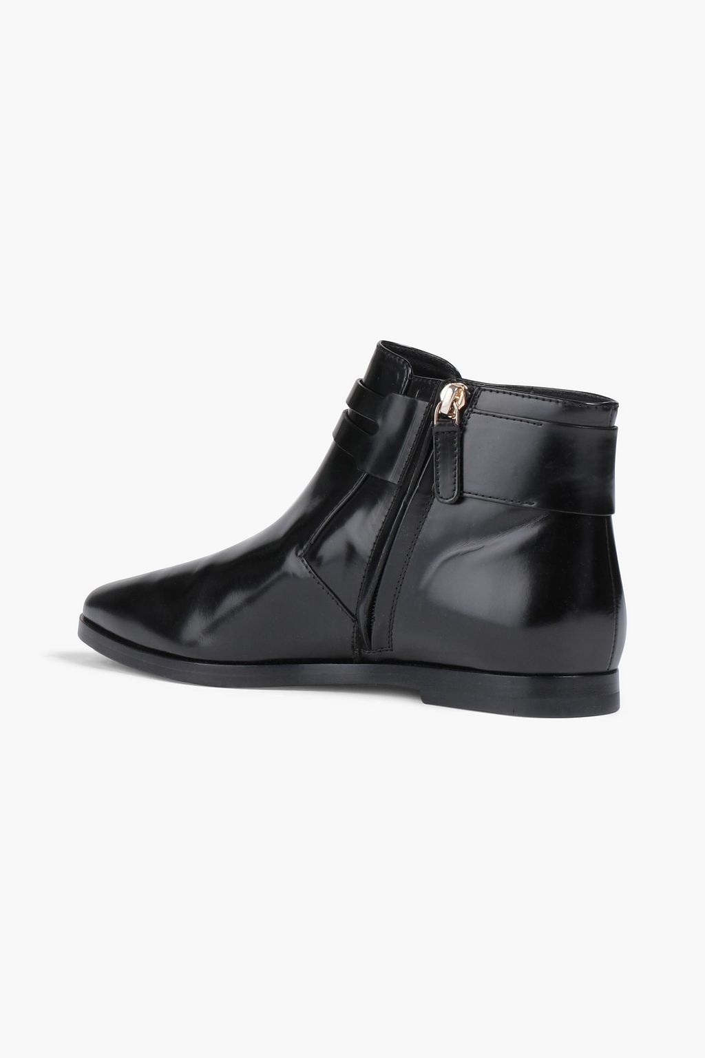 TOD'S Buckled glossed-leather ankle boots