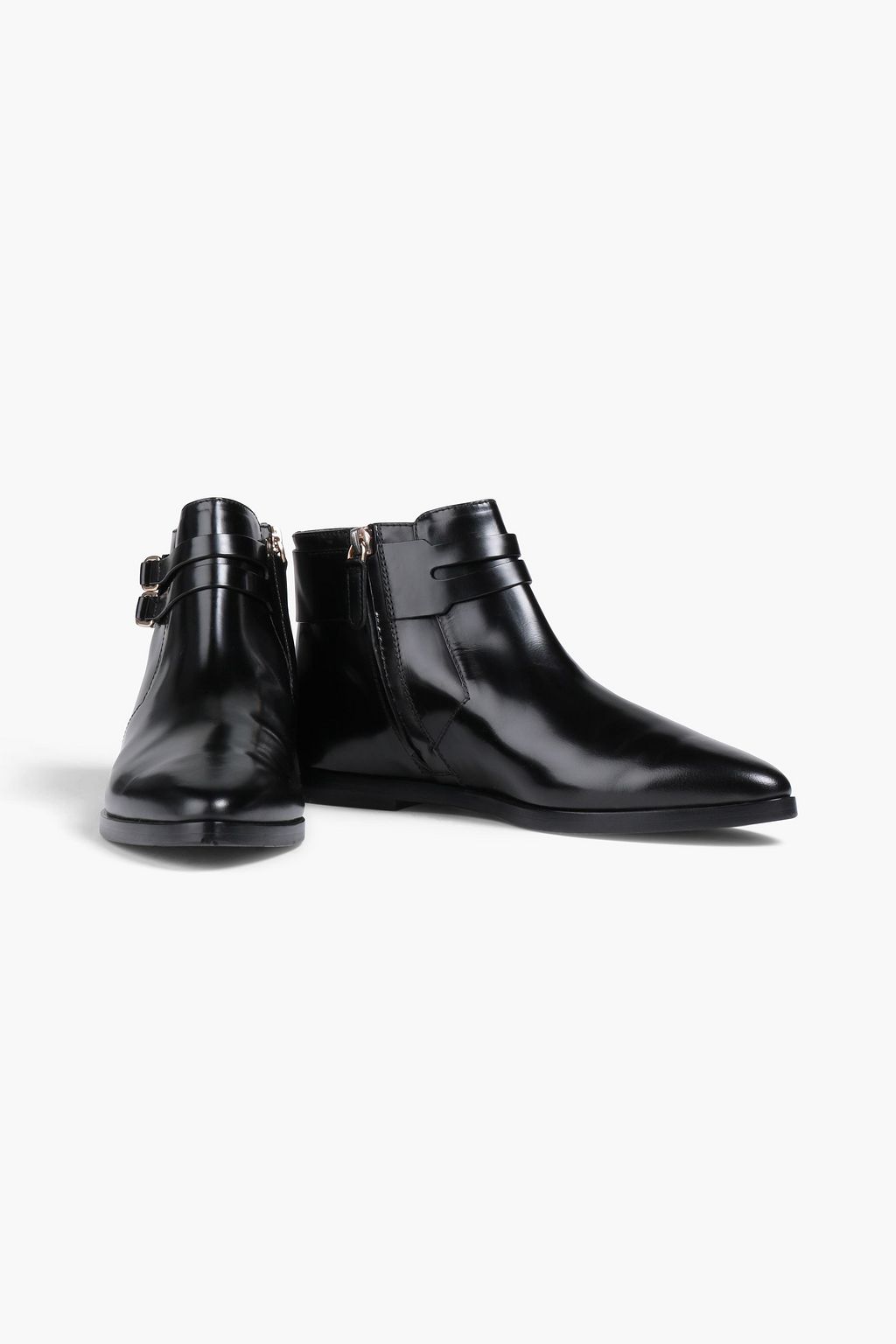 TOD'S Buckled glossed-leather ankle boots