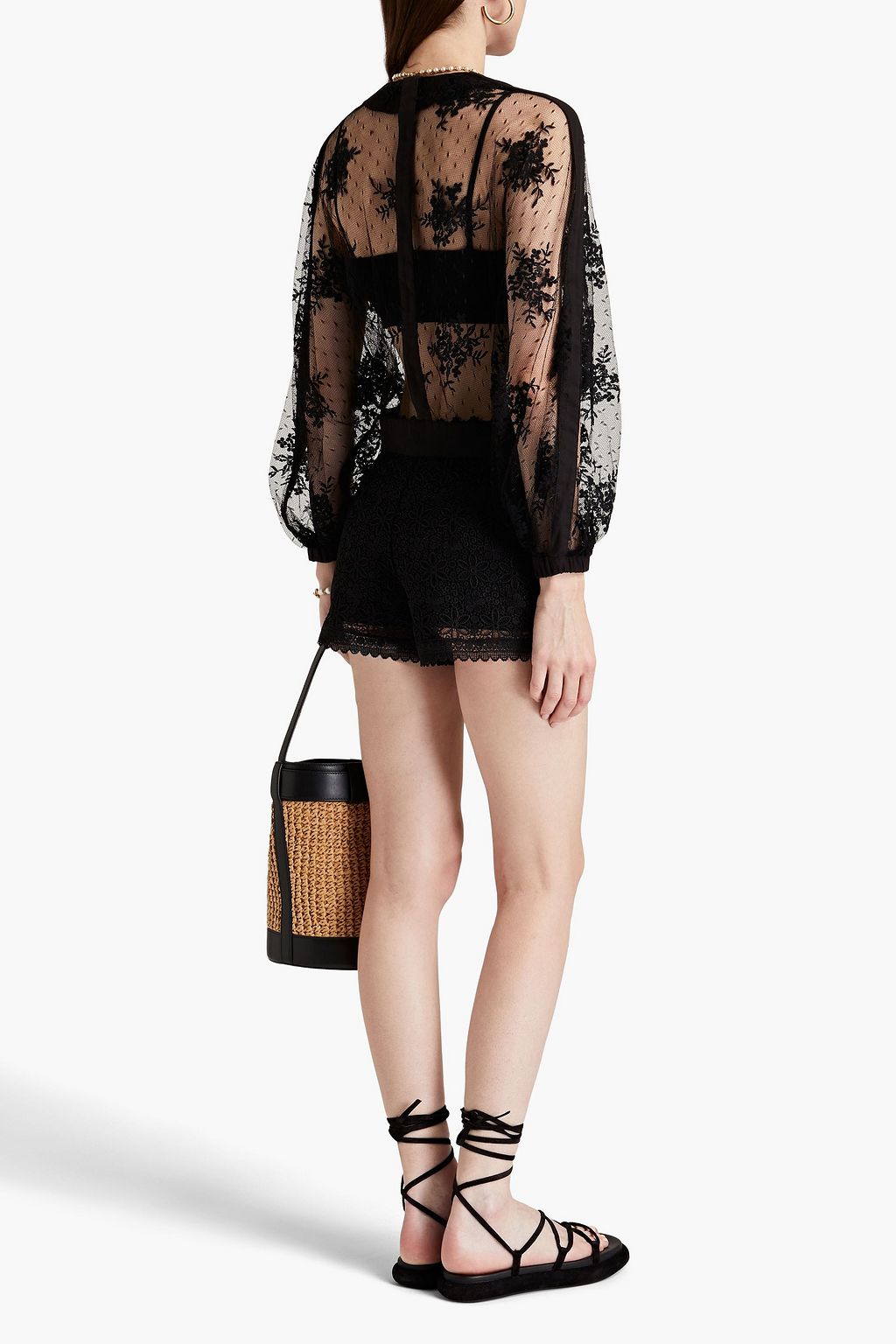 CHARO RUIZ IBIZA Cropped tie-front lace shirt