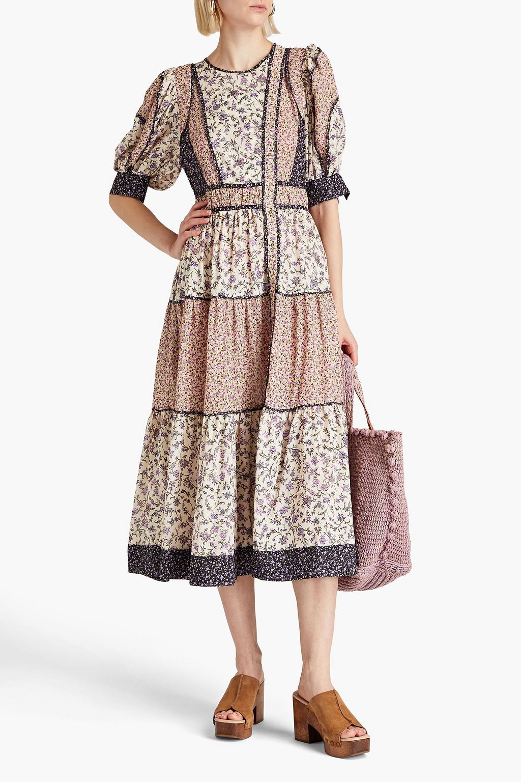 ULLA JOHNSON Verona floral-print cotton-blend midi dress