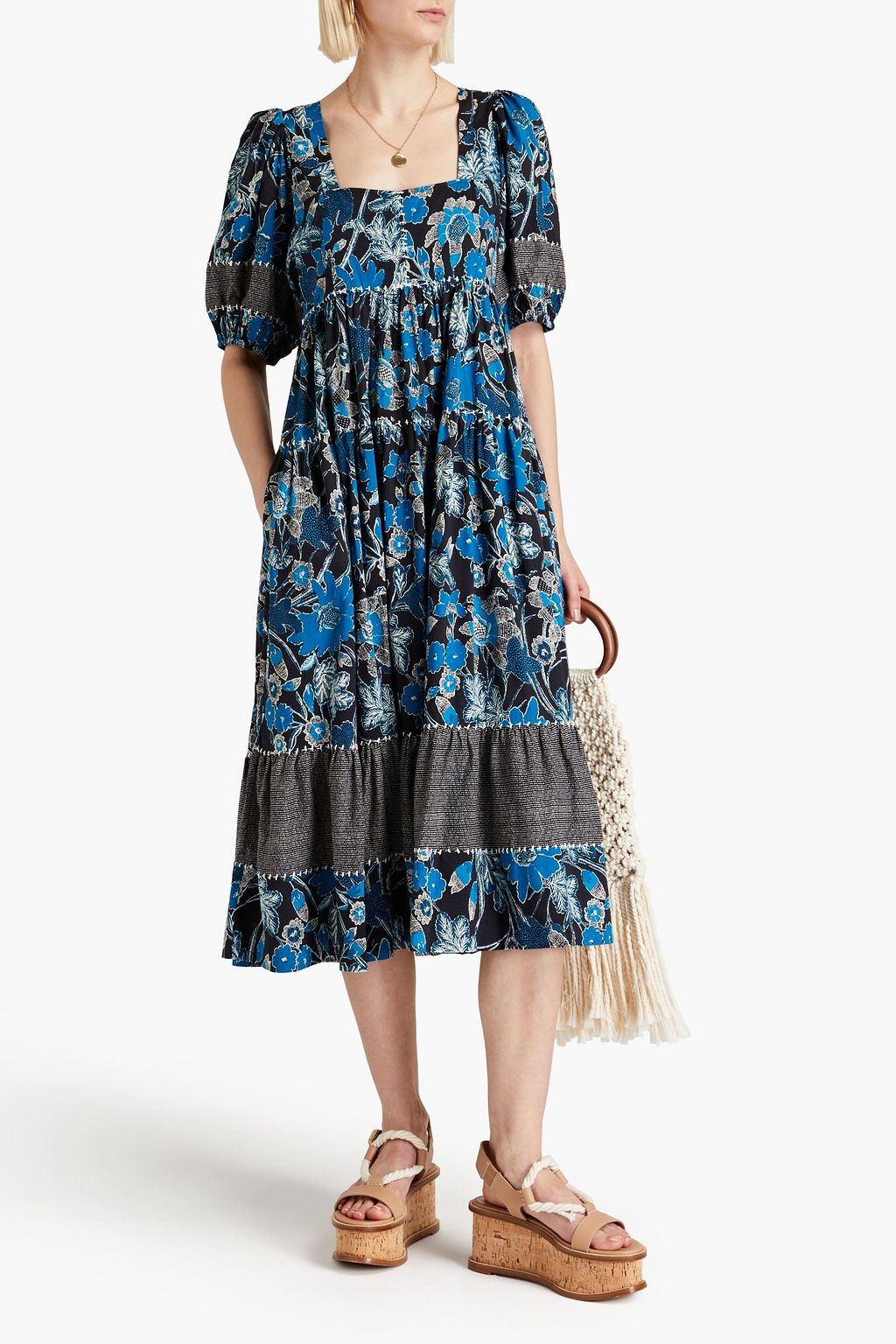 ULLA JOHNSON Nora gathered floral-print cotton-blend midi dress | THE ...