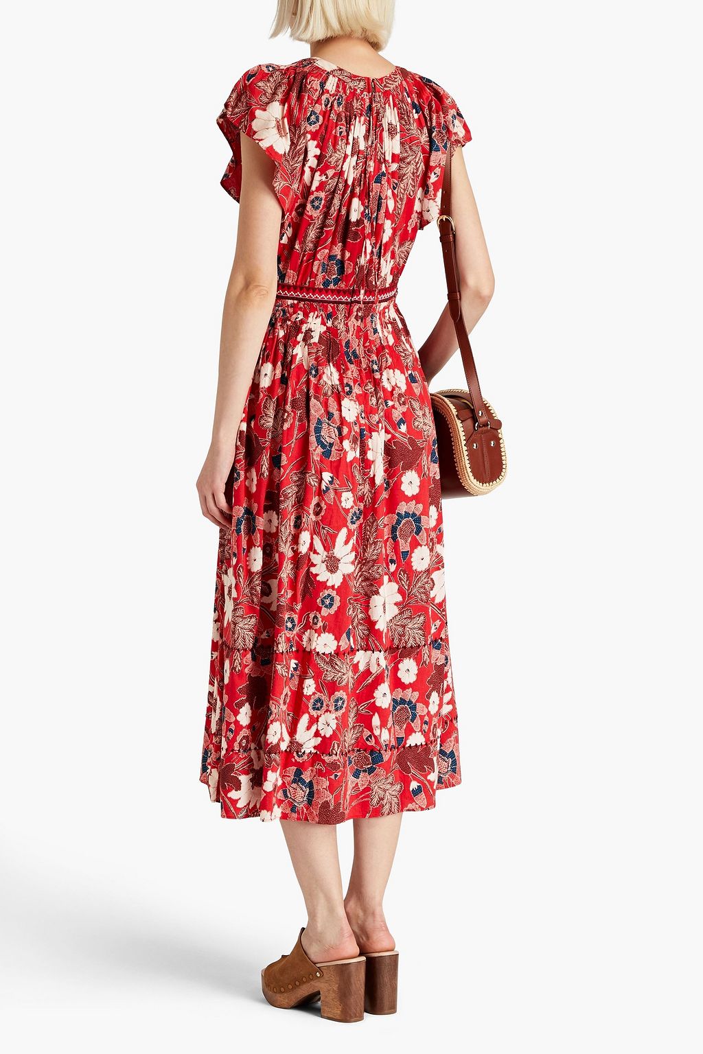 ULLA JOHNSON Lottie pleated floral-print cotton-blend midi dress