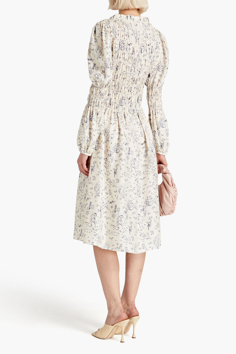 Shrimps Marina shirred floral-print cotton-poplin midi dress