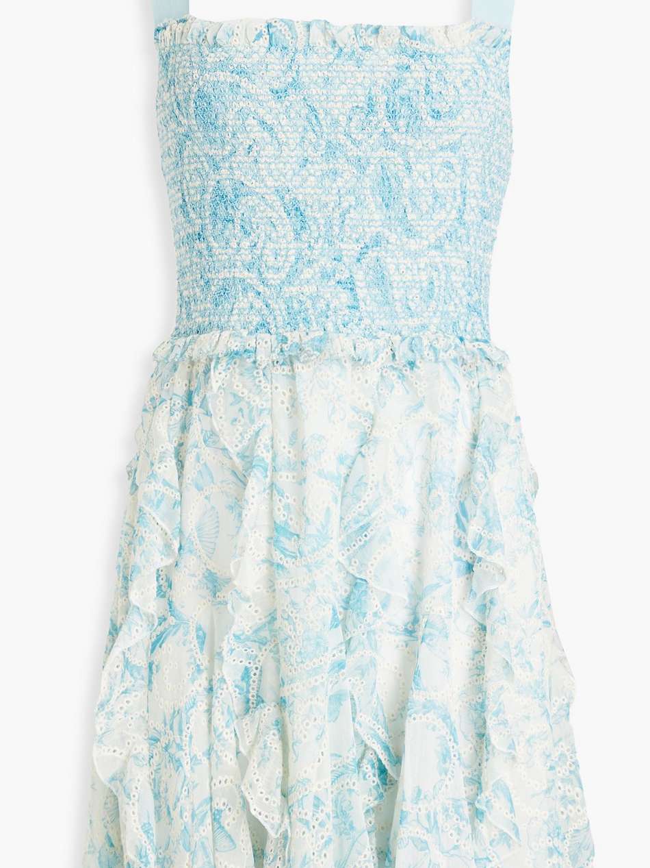 jocelyn ruffled floral-print broderie anglaise mini dress
