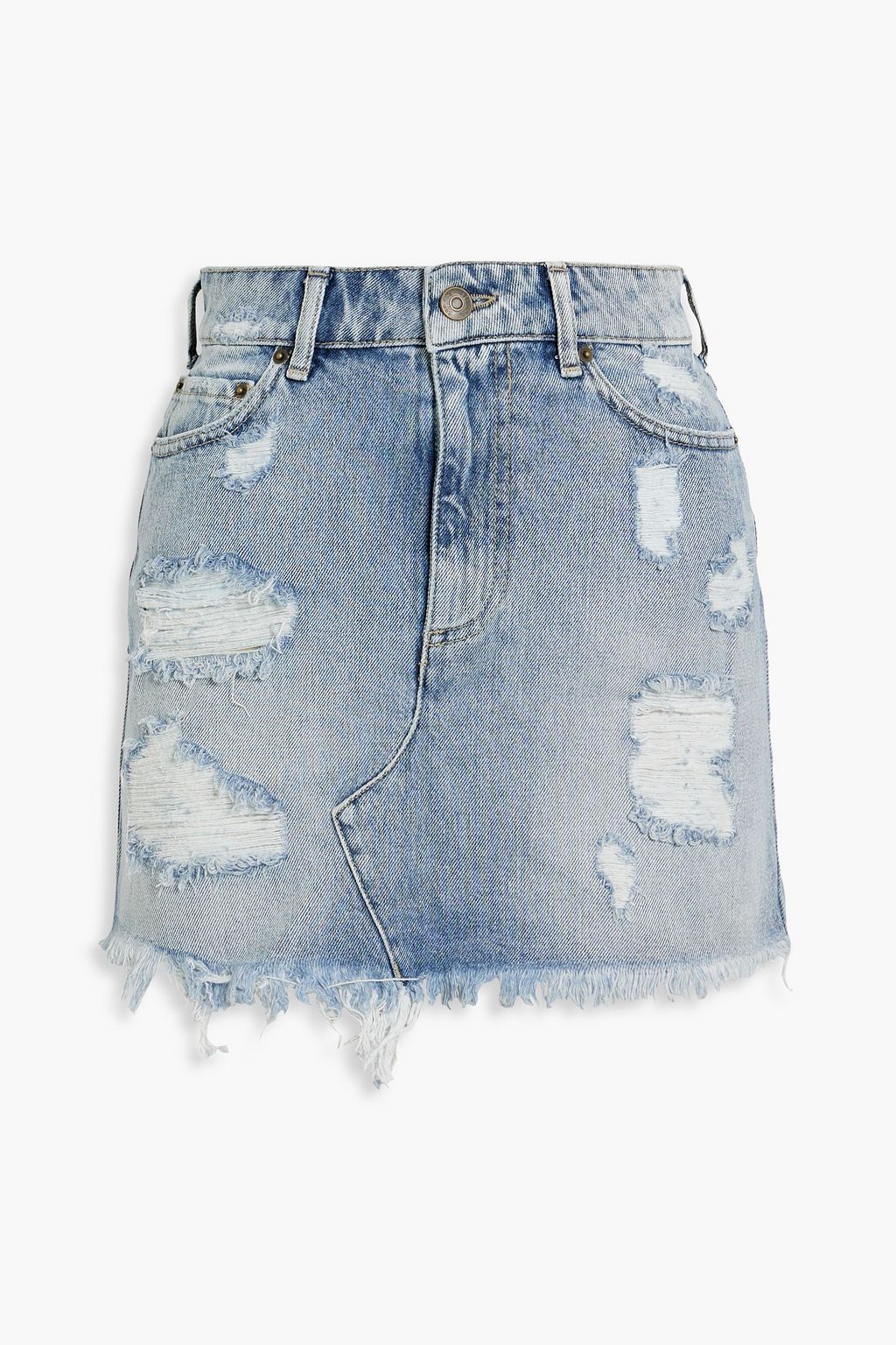 Neon green distressed clearance denim skirt