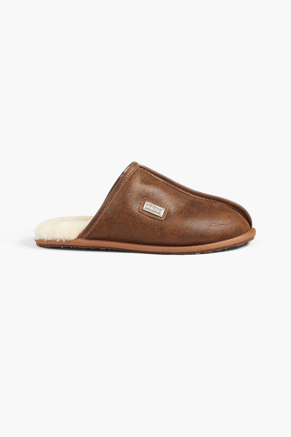 Australia Luxe Collective Shearling-lined Leather Slippers In Brown