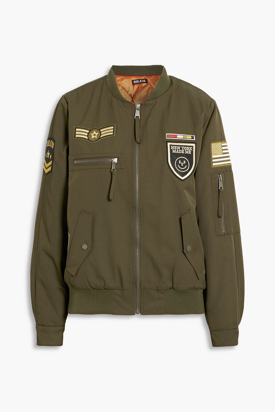 Ser.o.ya Maverick Appliquéd Shell Bomber Jacket In Army Green