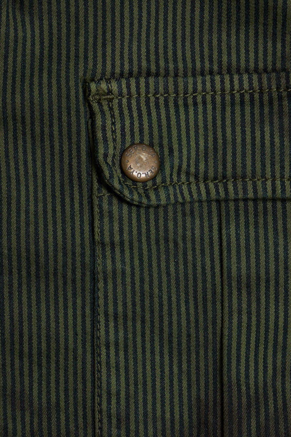 Ser.o.ya Benny Distressed Striped Cotton-blend Twill Shirt In Forest Green