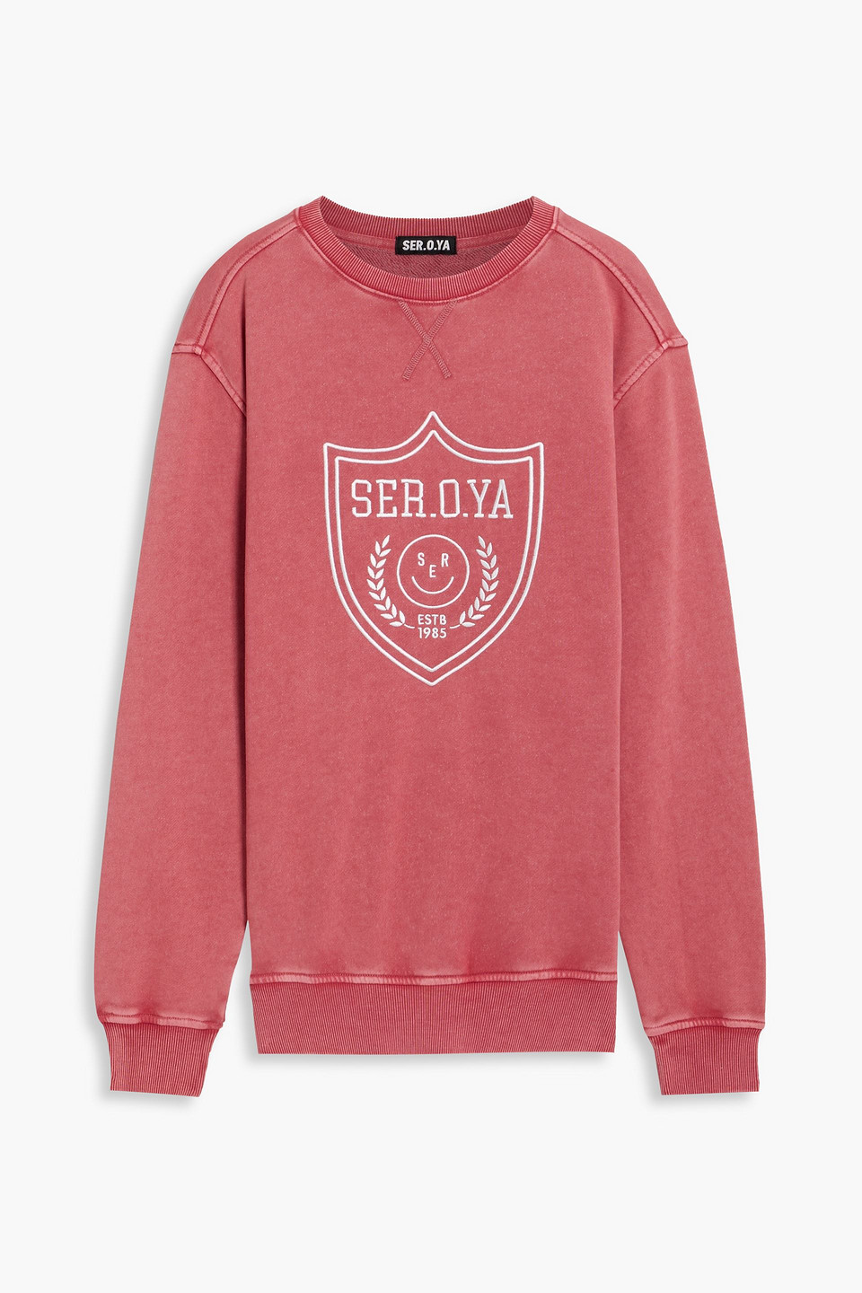 Ser.o.ya Issac Embroidered French Cotton-blend Terry Sweatshirt In Coral