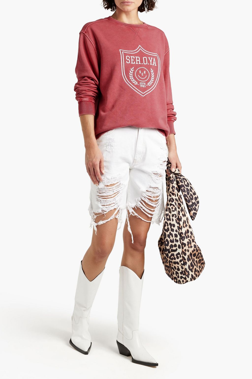 SER.O.YA Issac embroidered French cotton-blend terry sweatshirt