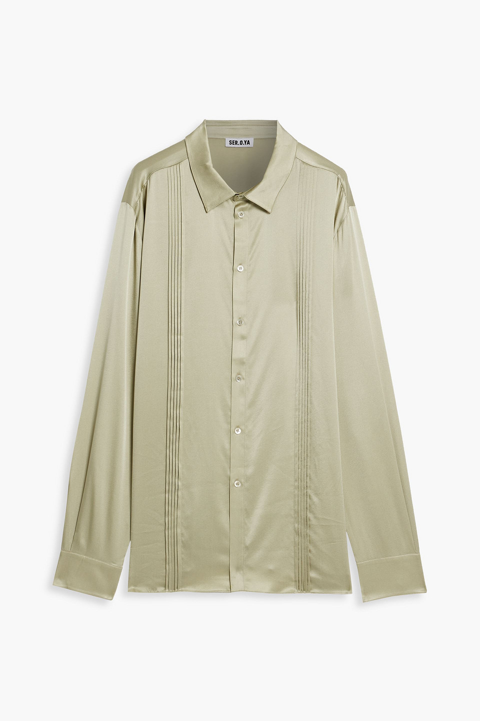 Antoni pintucked silk-blend satin shirt