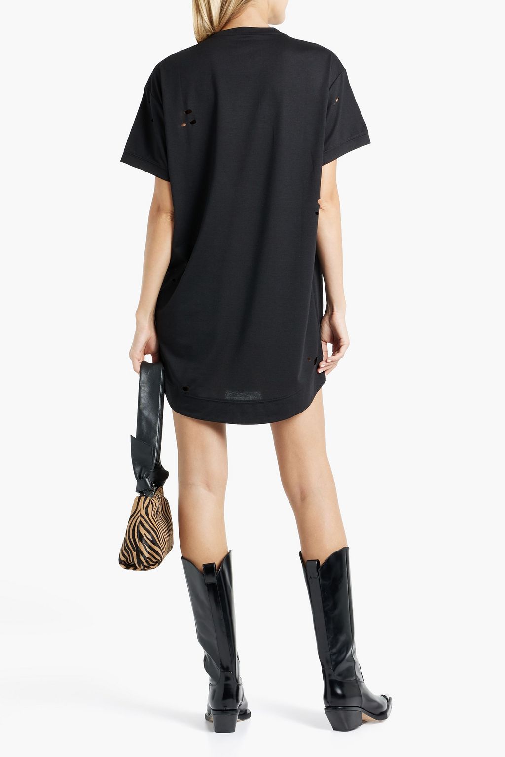 SER.O.YA Jonas distressed stretch-jersey mini dress