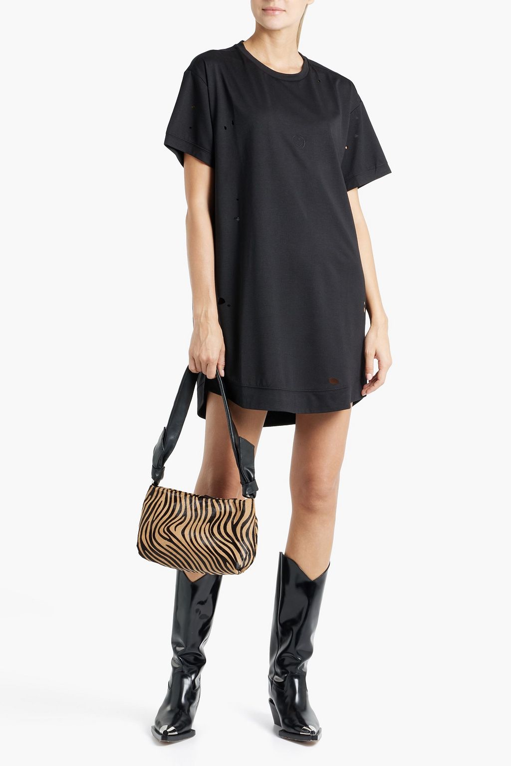 SER.O.YA Jonas distressed stretch-jersey mini dress
