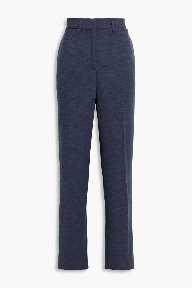 Wool-blend jersey straight-leg pants
