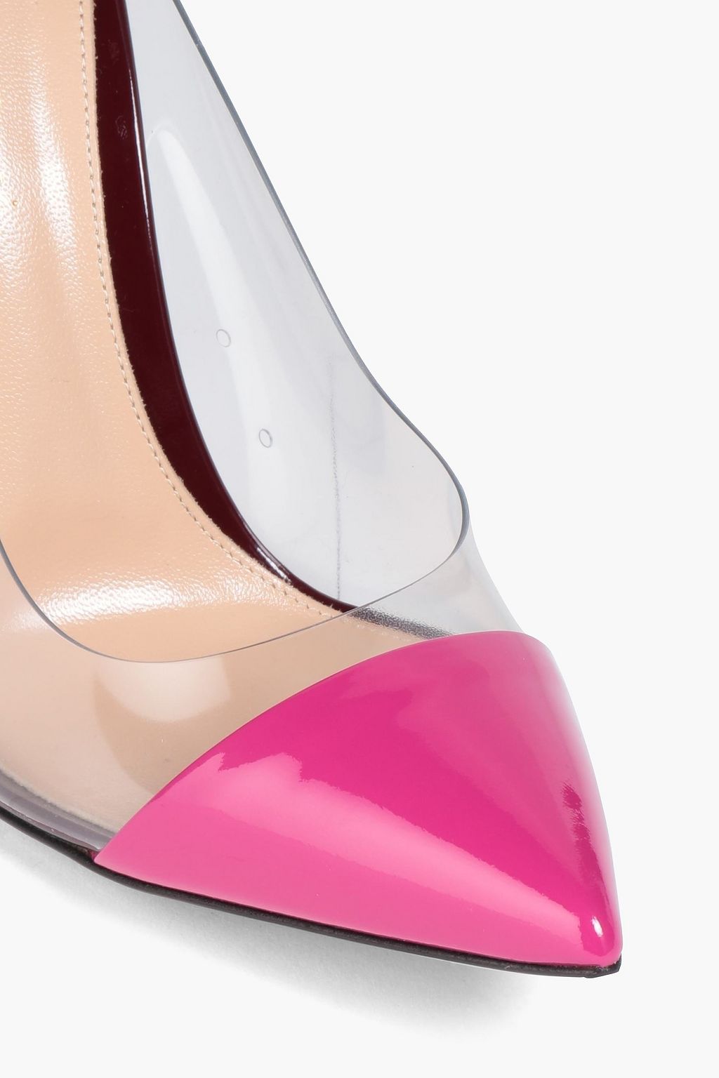 GIANVITO ROSSI Plexi 105 perforated patent-leather and PVC pumps