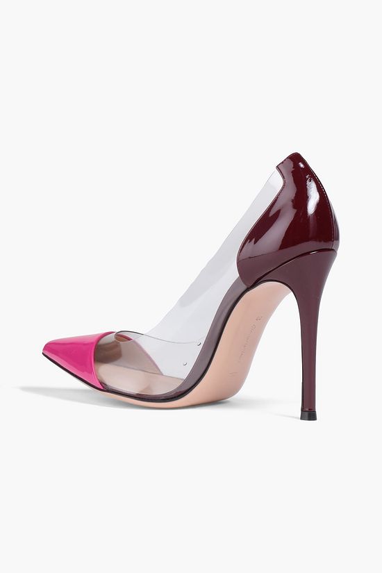 GIANVITO ROSSI Plexi 105 perforated patentleather and PVC pumps THE