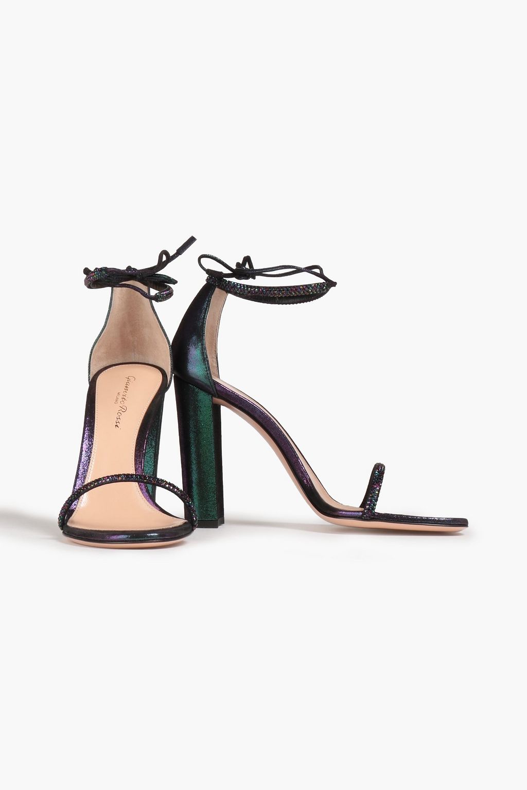 GIANVITO ROSSI Embellished iridescent suede sandals