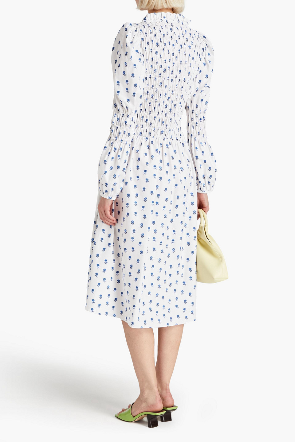 Shrimps Marina shirred floral-print cotton-poplin midi dress