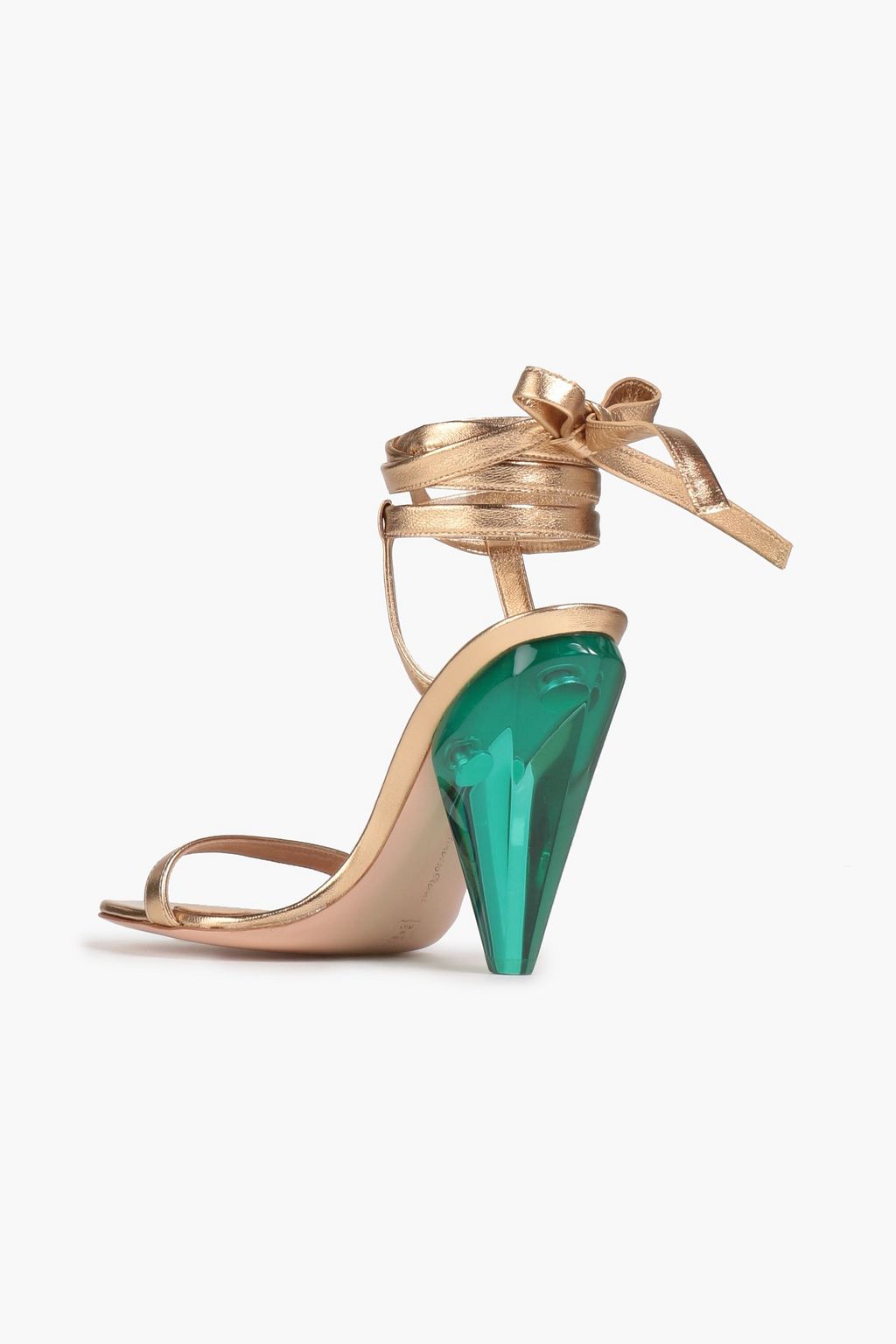 GIANVITO ROSSI صندل من الجلد بلون ميتاليك