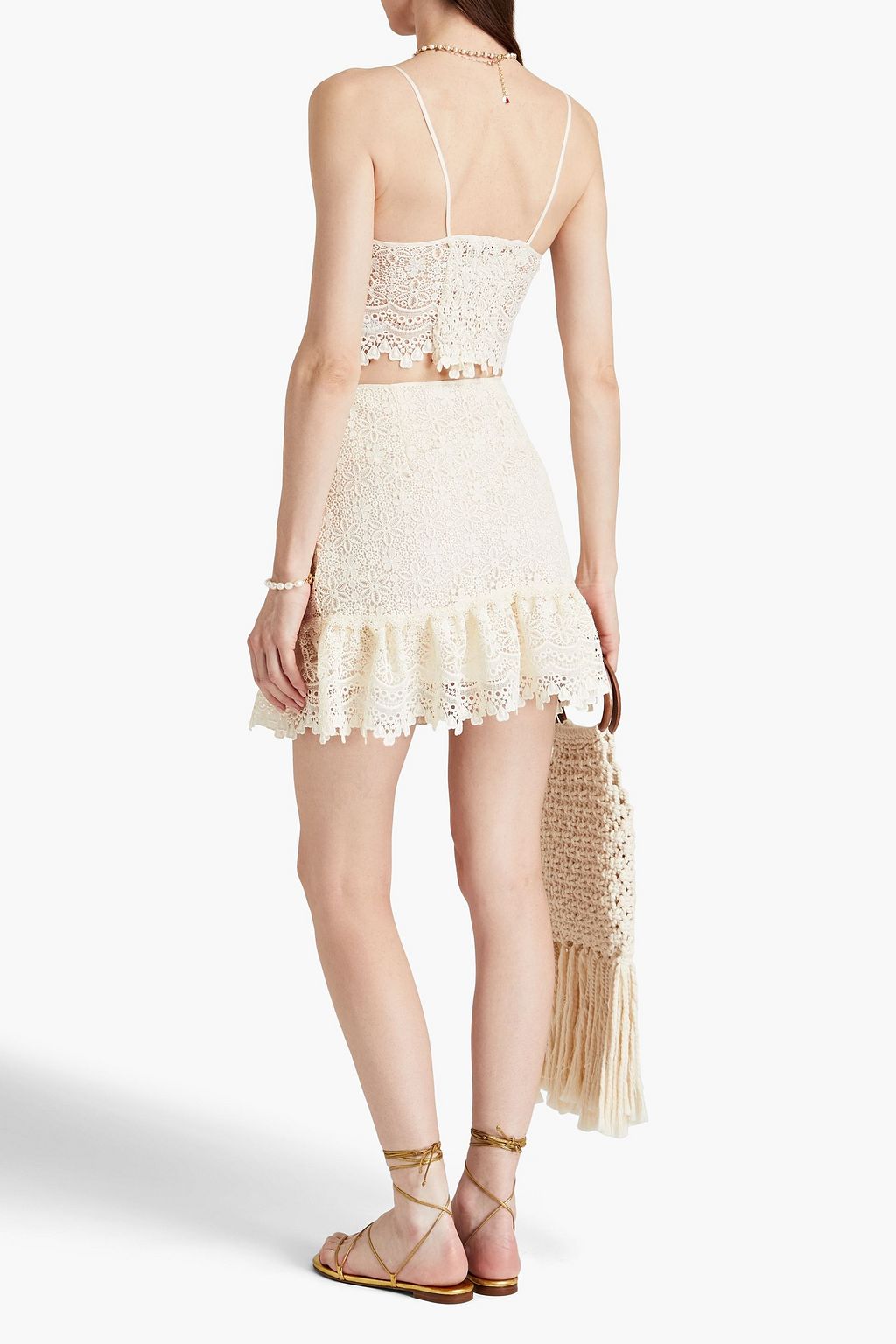 CHARO RUIZ IBIZA Cropped crocheted lace top