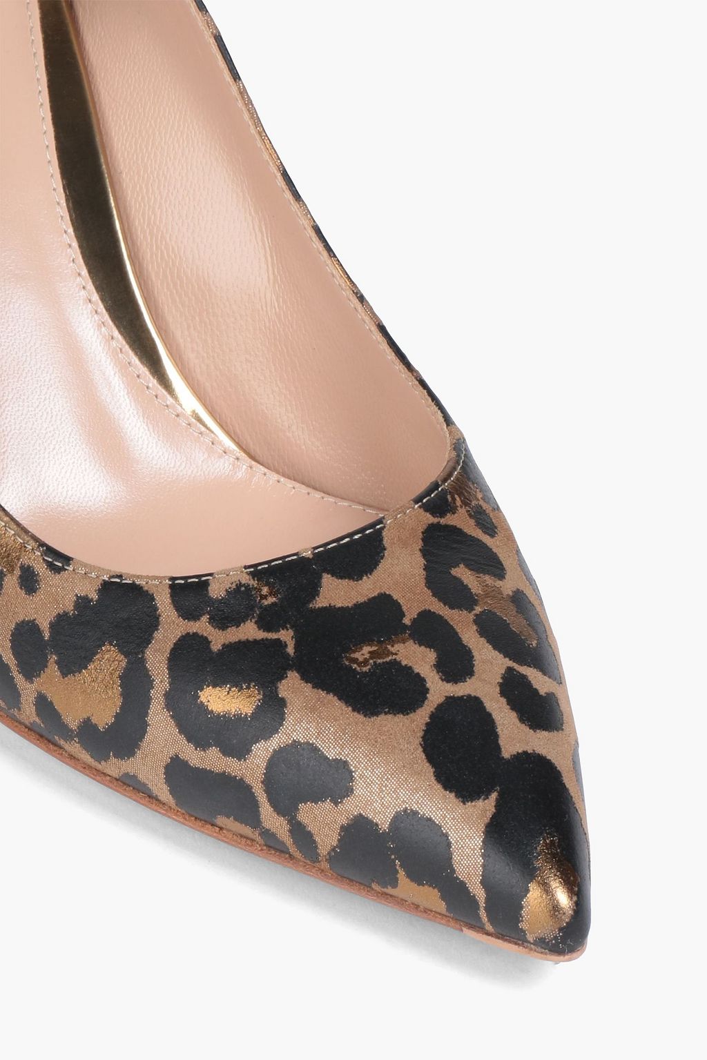 GIANVITO ROSSI Tabitha 70 metallic leopard-print slingback pumps