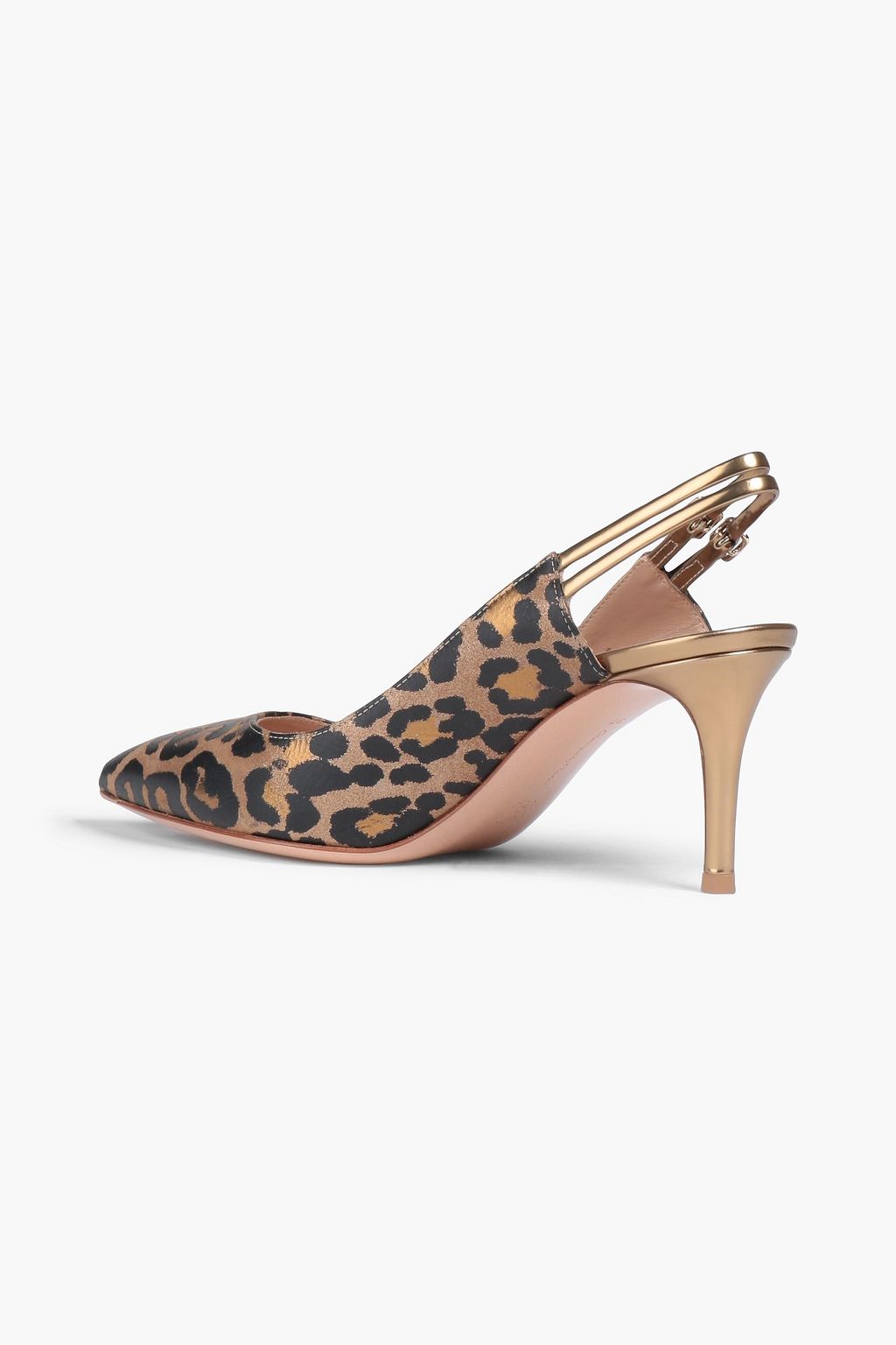 GIANVITO ROSSI Tabitha 70 metallic leopard-print slingback pumps