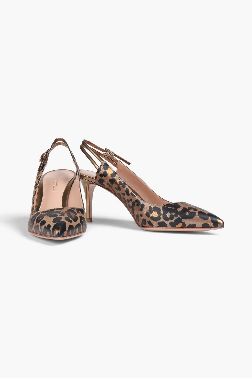 GIANVITO ROSSI Tabitha 70 metallic leopard-print slingback pumps