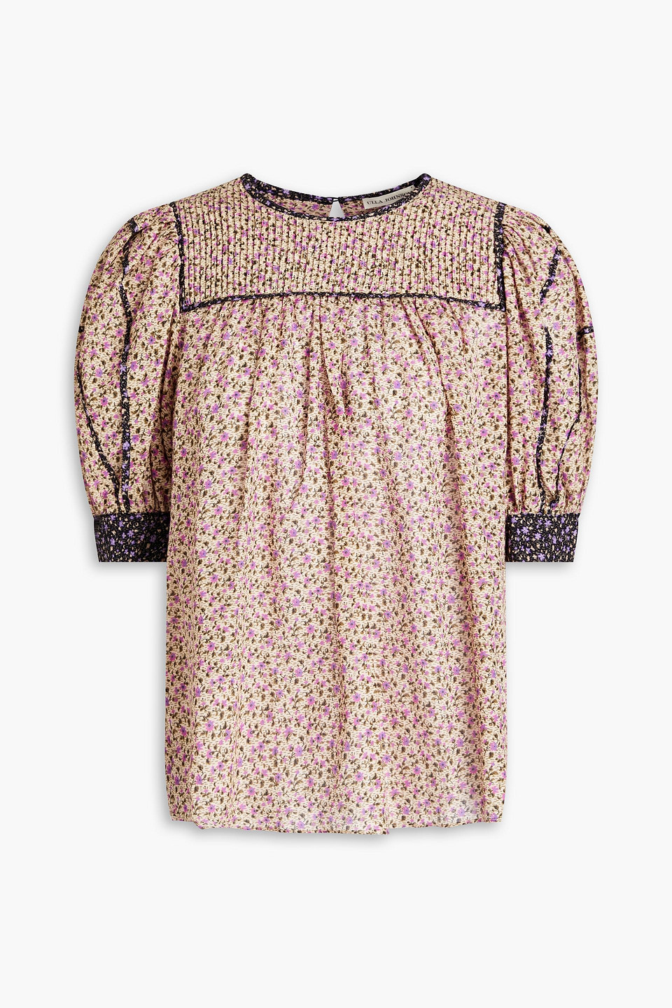 Ulla Johnson Stella Floral-print Cotton-blend Top In Cream