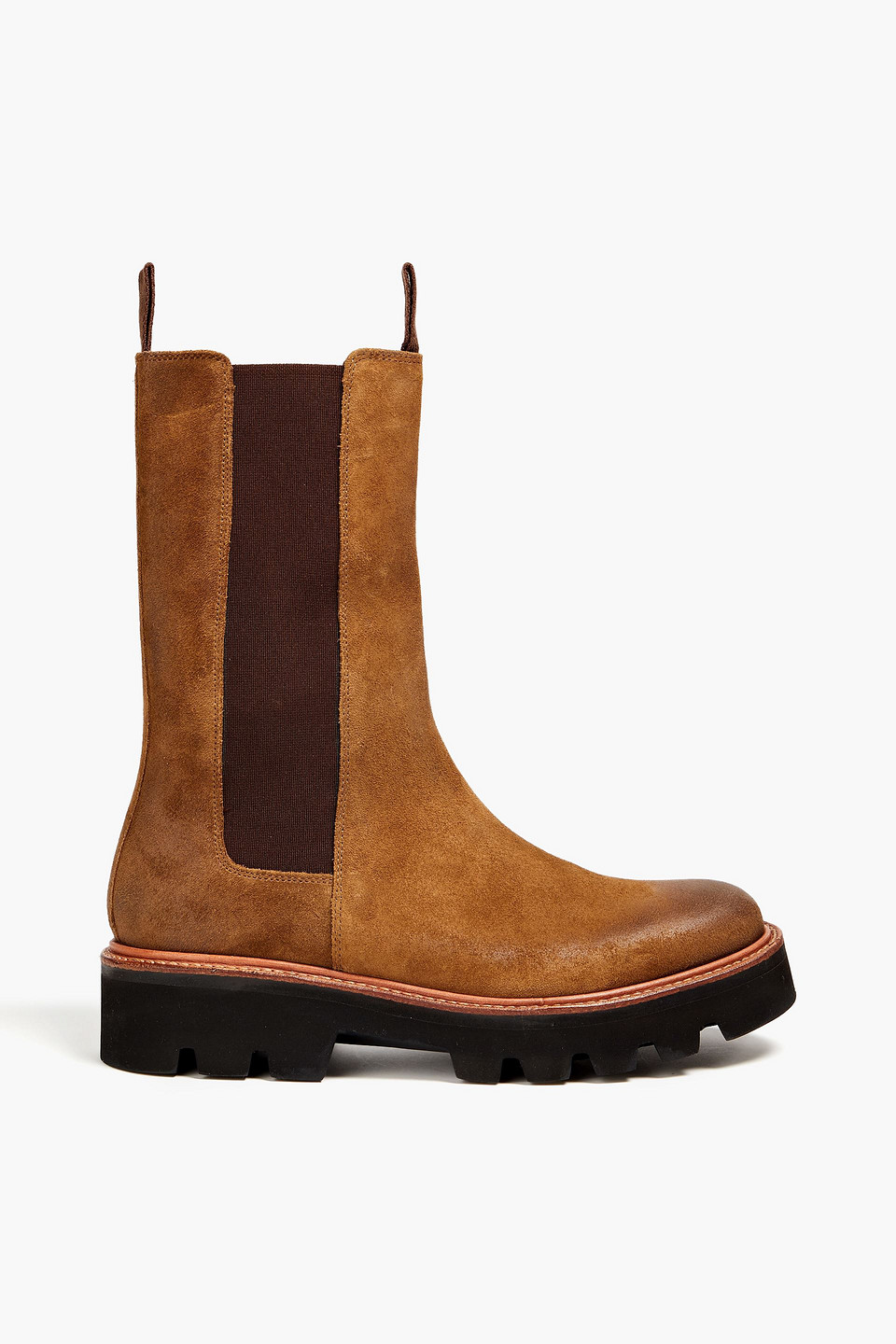 Grenson Doris Burnished Suede Chelsea Boots In Light Brown