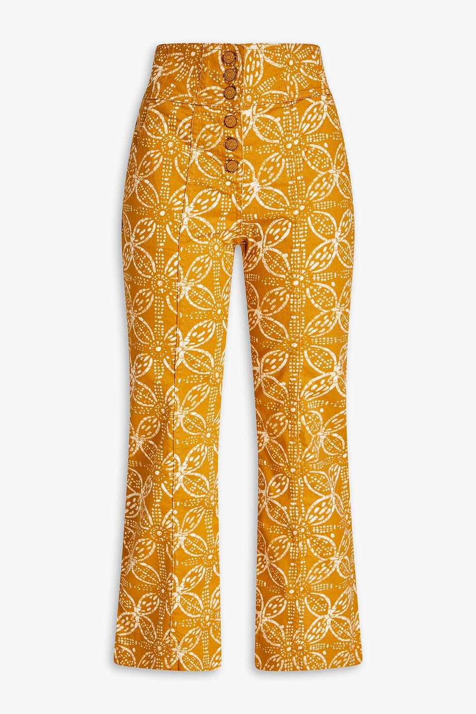 ULLA JOHNSON ELLIS FLORAL-PRINT HIGH-RISE KICK-FLARE JEANS 3074457345633744157