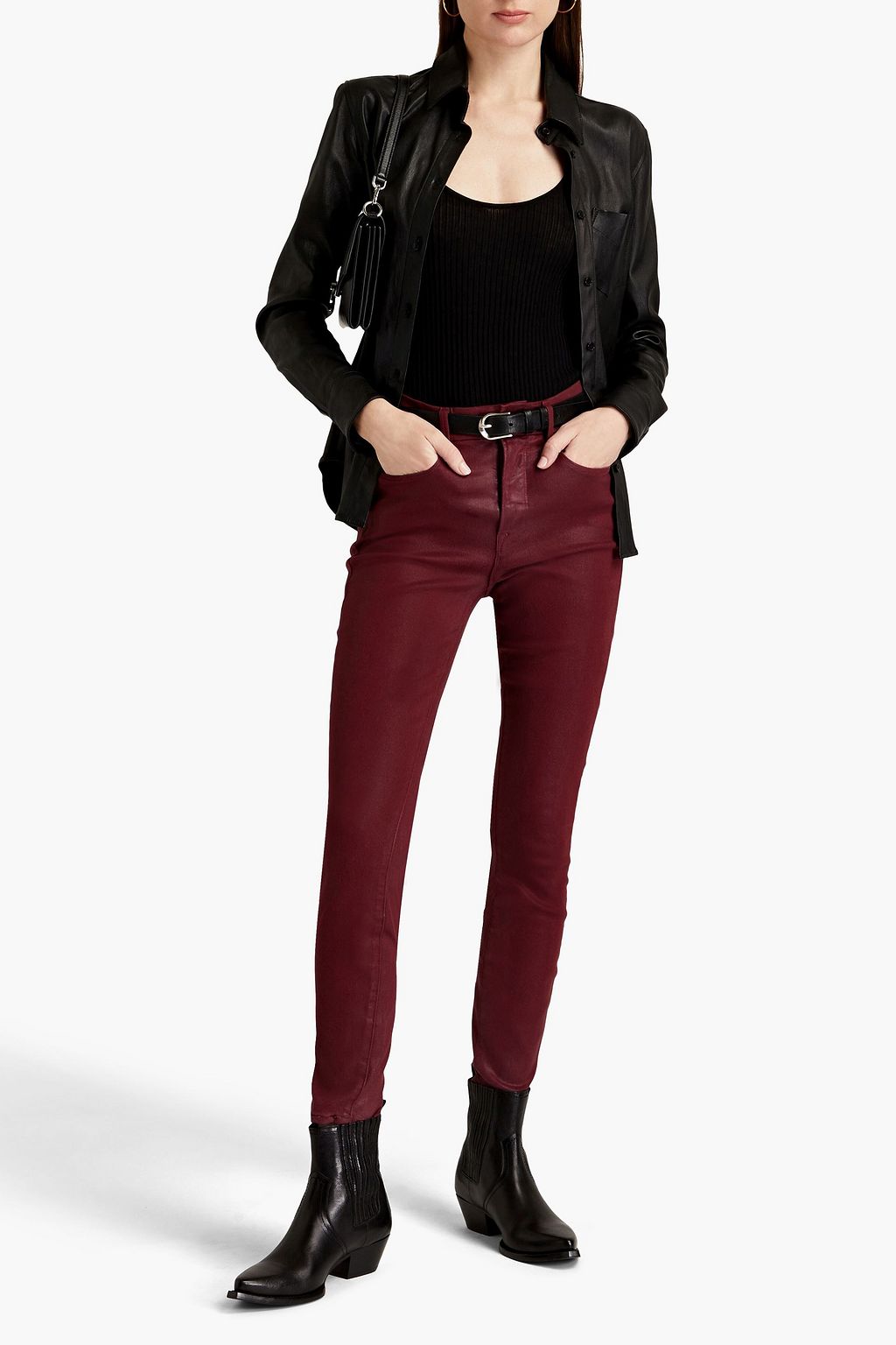 GOOD AMERICAN Coated mid-rise skinny jeans