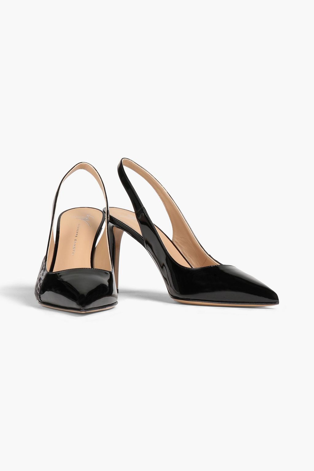 GIUSEPPE ZANOTTI Slingback-Pumps aus Kalbshaar und Lackleder